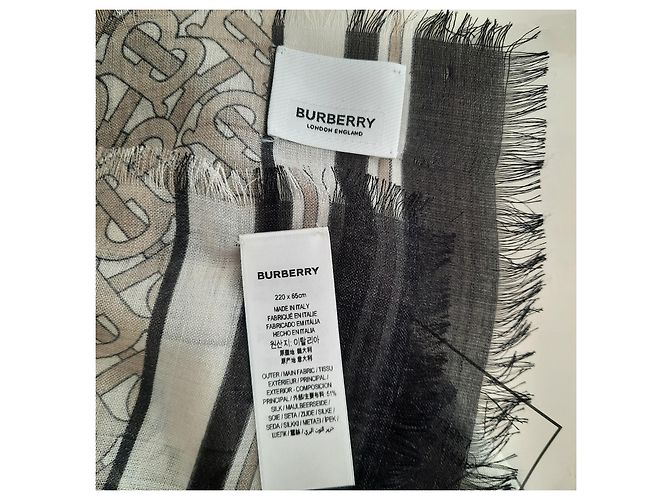 BURBERRY - Stola logo pianta - 220X65 CENTIMETRO - 50% soie 50% Multicolore - vista 5