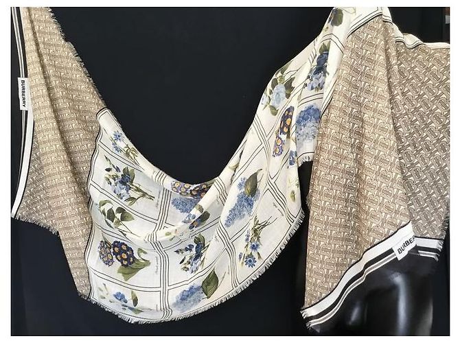 BURBERRY - Stola logo pianta - 220X65 CENTIMETRO - 50% soie 50% Multicolore - vista 7