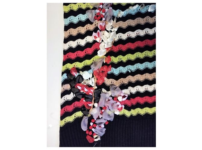 CHRISTIAN LACROIX PULLOVER RELIEFS BÄNDER ROSENKNÖPFE TÜLL HÄKELN S38 Mehrfarben - Ansicht 6