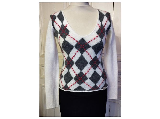 CALVIN KLEIN SWEATER LIGHT OVERFIL ANGORA LAMMWOLLE T38 Aus weiß - Ansicht 11