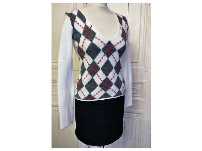 CALVIN KLEIN SWEATER LIGHT OVERFIL ANGORA LAMMWOLLE T38 Aus weiß - Ansicht 2