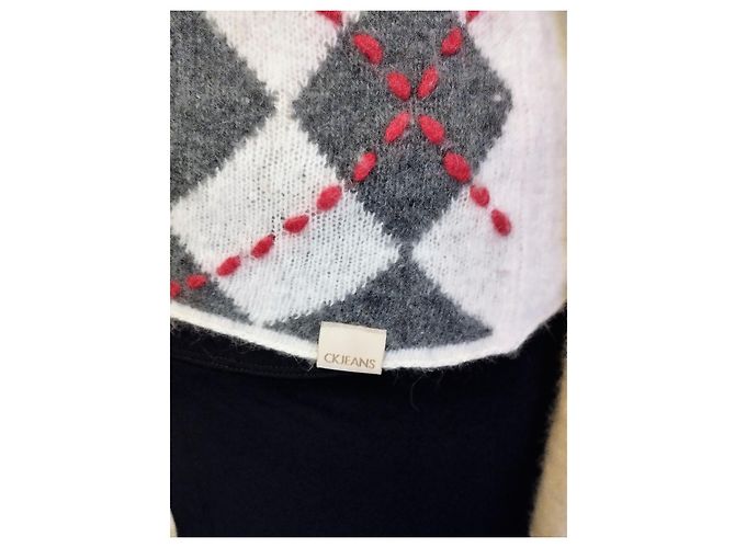 CALVIN KLEIN SWEATER LIGHT OVERFIL ANGORA LAMMWOLLE T38 Aus weiß - Ansicht 4