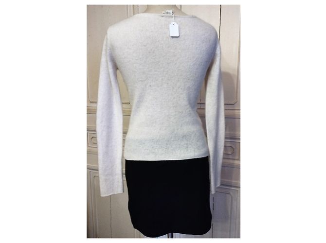 CALVIN KLEIN SWEATER LIGHT OVERFIL ANGORA LAMMWOLLE T38 Aus weiß - Ansicht 5