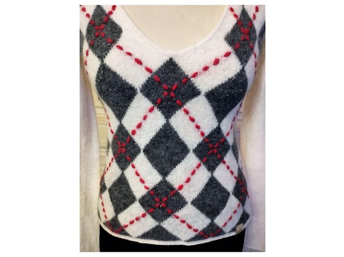CALVIN KLEIN SWEATER LIGHT OVERFIL ANGORA LAMMWOLLE T38 Aus weiß - Ansicht 6