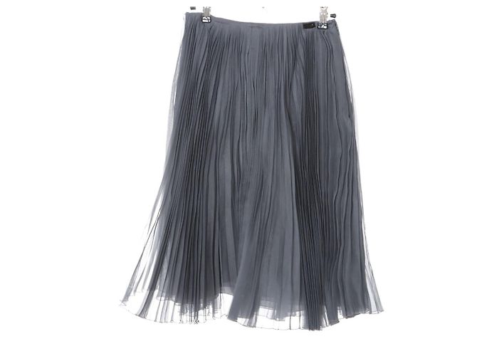 Falda plisada de seda gris Chanel FR36 - vista 2