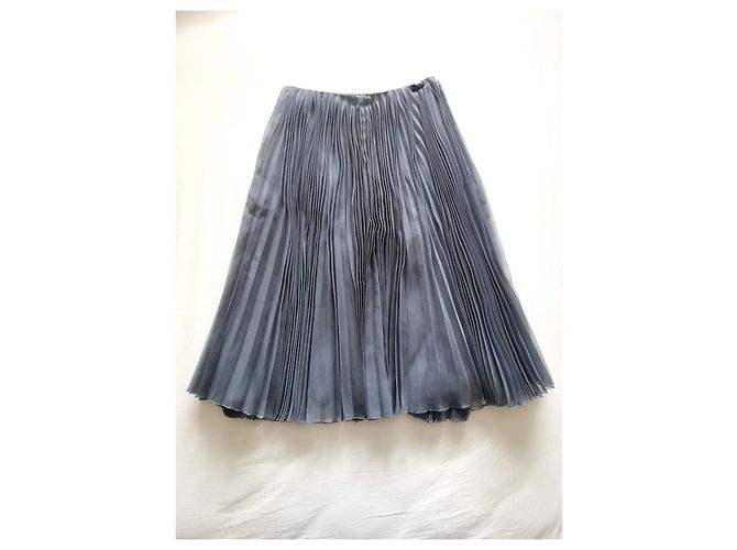 Falda plisada de seda gris Chanel FR36 - vista 5
