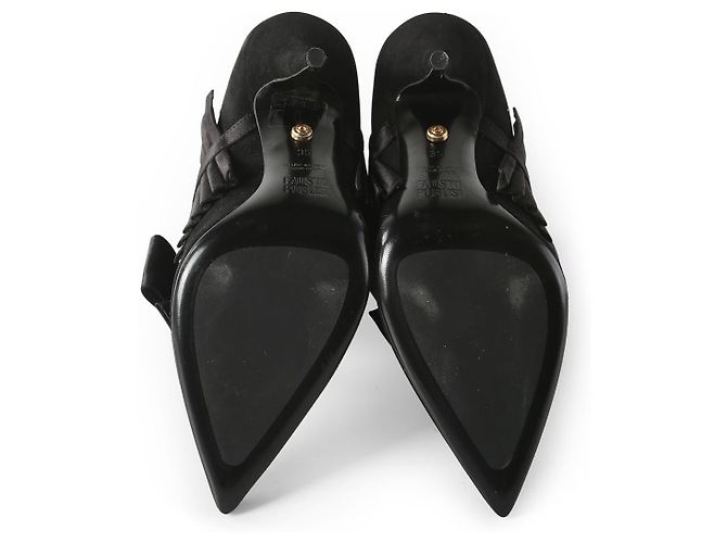 Stivaletto Fausto Puglisi In Camoscio Nero Con Pieghe In Raso E Fiocco - vista 5