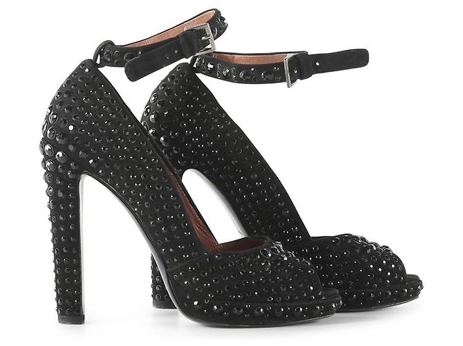 Alaïa Sapatilha peep toe com tachas Swarovski de camurça preta Alaia - vista 2