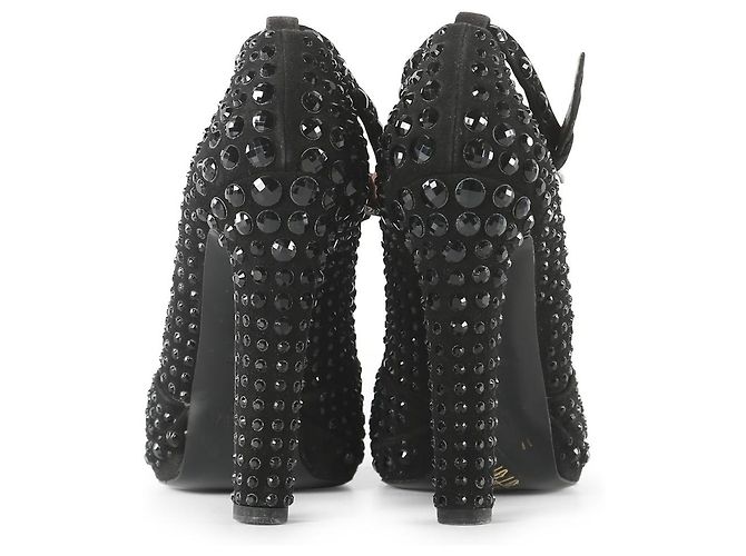 Alaïa Sapatilha peep toe com tachas Swarovski de camurça preta Alaia - vista 4