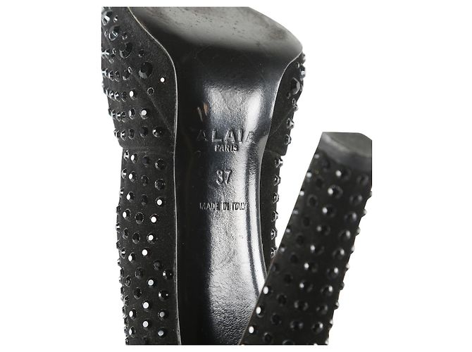 Alaïa Sapatilha peep toe com tachas Swarovski de camurça preta Alaia - vista 7