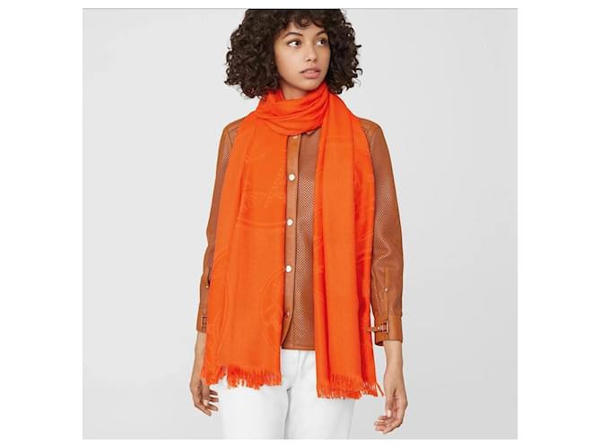 Hermès Hermes New Libris Schal Orange - Ansicht 6