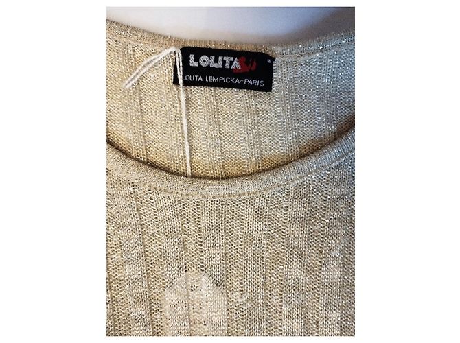 LOLITA LEMPICKA PULLOVER TRENDIGES LEINEN LUREX T 34/38 Beige - Ansicht 2