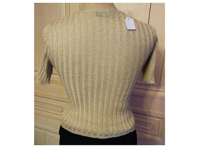 LOLITA LEMPICKA PULLOVER TRENDIGES LEINEN LUREX T 34/38 Beige - Ansicht 4