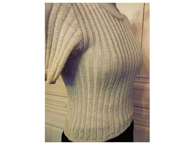 LOLITA LEMPICKA PULLOVER TRENDIGES LEINEN LUREX T 34/38 Beige - Ansicht 6