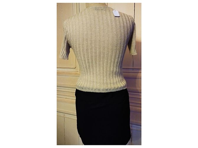 LOLITA LEMPICKA PULLOVER TRENDIGES LEINEN LUREX T 34/38 Beige - Ansicht 8