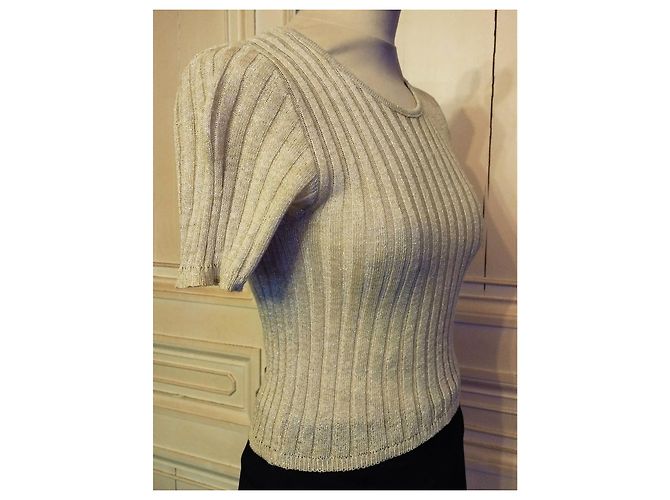 LOLITA LEMPICKA PULLOVER TRENDIGES LEINEN LUREX T 34/38 Beige - Ansicht 9