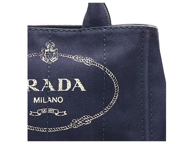 Borsa a mano Prada Canapa blu con logo Blu scuro - vista 10