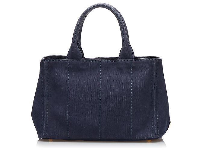 Borsa a mano Prada Canapa blu con logo Blu scuro - vista 3