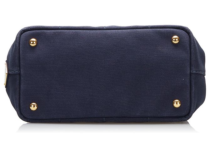 Borsa a mano Prada Canapa blu con logo Blu scuro - vista 4
