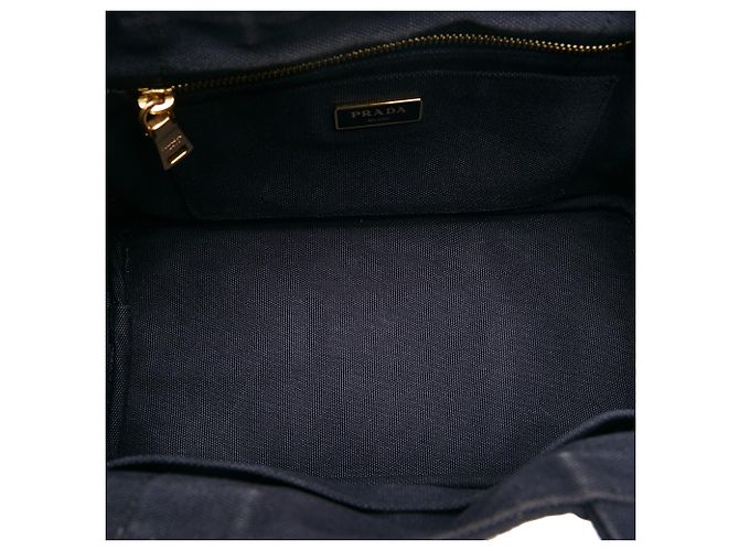 Borsa a mano Prada Canapa blu con logo Blu scuro - vista 5