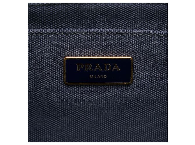 Borsa a mano Prada Canapa blu con logo Blu scuro - vista 6