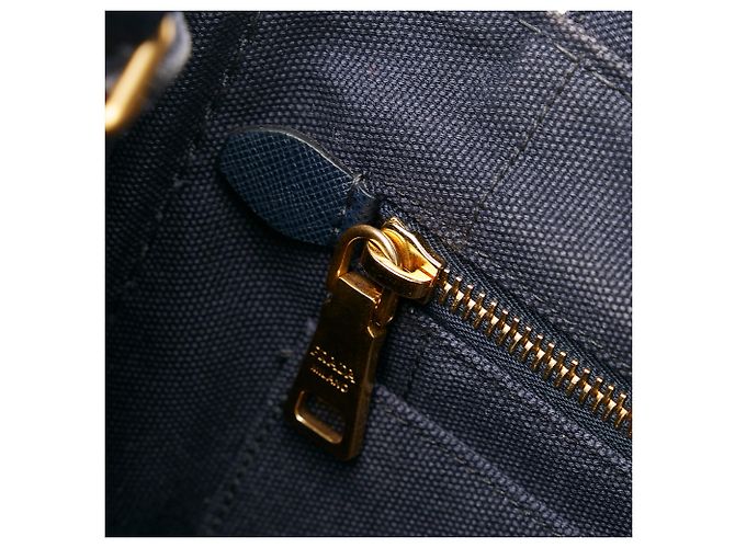 Borsa a mano Prada Canapa blu con logo Blu scuro - vista 9