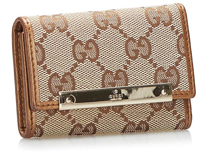 Gucci Brown GG Leinwand Schlüsselhalter Braun Beige - vista 2