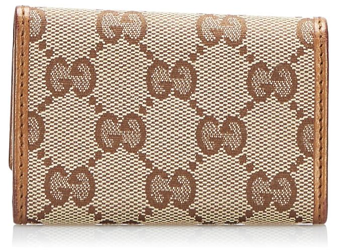 Gucci Brown GG Leinwand Schlüsselhalter Braun Beige - vista 3