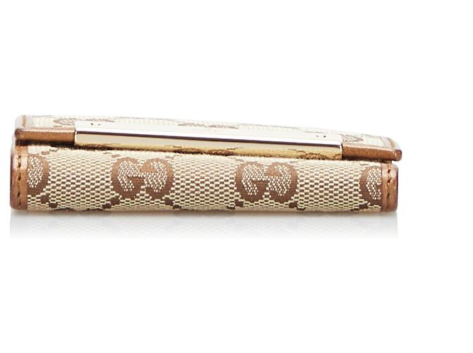 Gucci Brown GG Leinwand Schlüsselhalter Braun Beige - vista 4