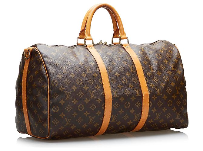 Louis Vuitton Brown Monogram Keepall Bandouliere 50 Castaño - vista 2