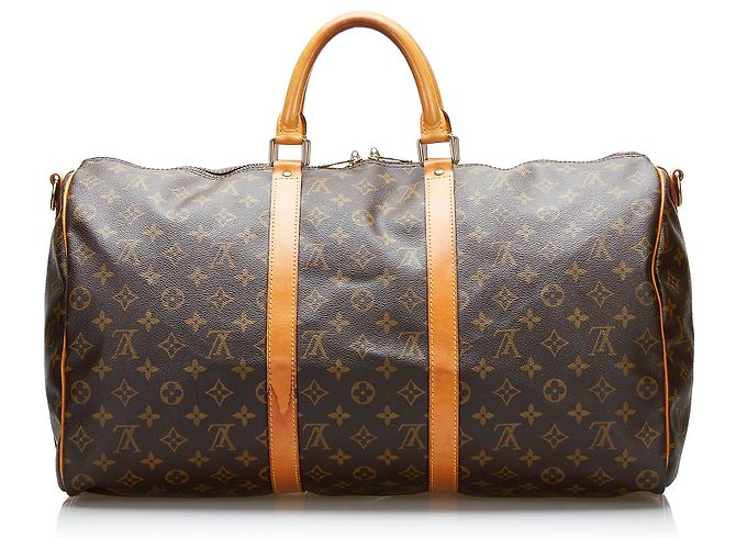 Louis Vuitton Brown Monogram Keepall Bandouliere 50 Castaño - vista 3