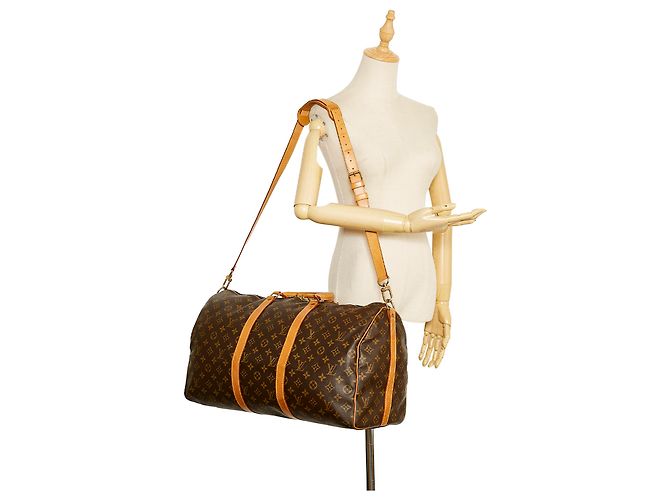 Louis Vuitton Brown Monogram Keepall Bandouliere 50 Castaño - vista 9