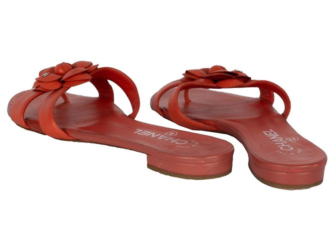 2.55 Sandali Camelia con cinturino foderato Chanel Rosso - vista 3