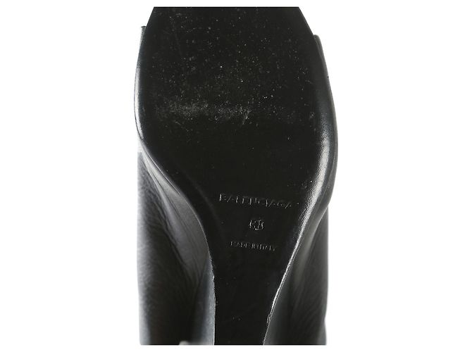 Balenciaga Sandali con zeppa in pelle nera e bianca - vista 7