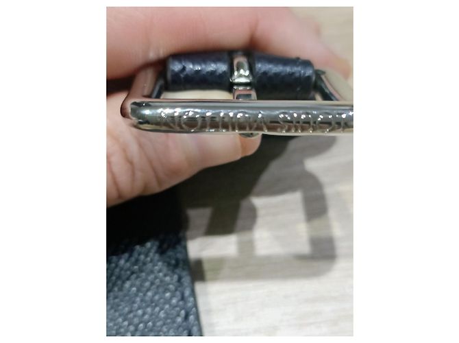 Cintura Louis Vuitton in pelle nera goffrata Nero - vista 5