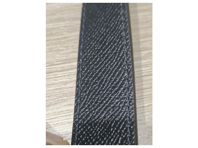 Cintura Louis Vuitton in pelle nera goffrata Nero - vista 7