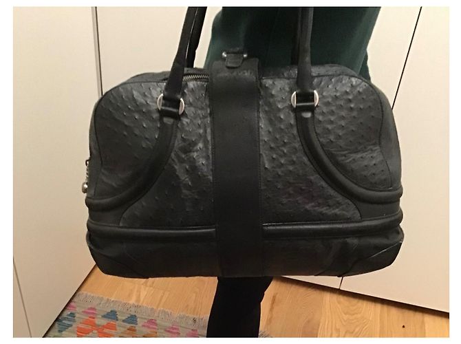 Borsa a mano Alexander McQueen in pelle di struzzo nera Nero - vista 16