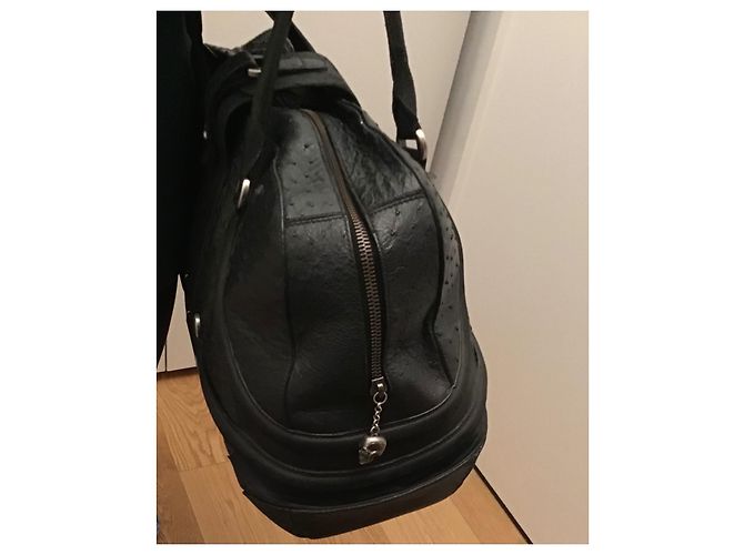Borsa a mano Alexander McQueen in pelle di struzzo nera Nero - vista 18