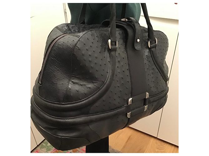 Borsa a mano Alexander McQueen in pelle di struzzo nera Nero - vista 19