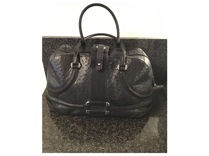 Borsa a mano Alexander McQueen in pelle di struzzo nera Nero - vista 3