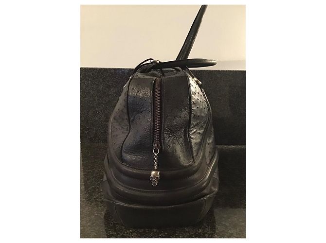 Borsa a mano Alexander McQueen in pelle di struzzo nera Nero - vista 4