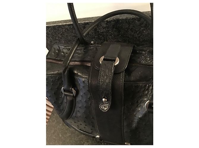 Borsa a mano Alexander McQueen in pelle di struzzo nera Nero - vista 5