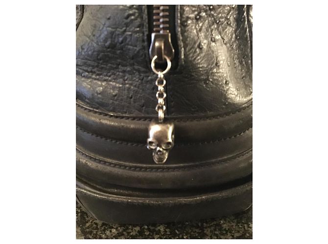 Borsa a mano Alexander McQueen in pelle di struzzo nera Nero - vista 9