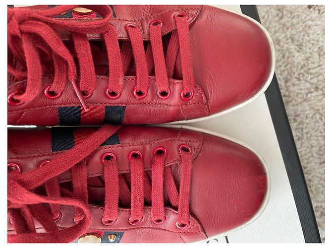 Gucci Ace Sneaker mit Spikes rot Leder 38 - Ansicht 3