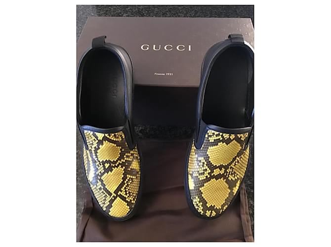 Gucci Herrenschuhe aus Pythonleder Schwarz Gelb - Ansicht 7
