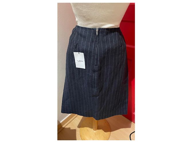 Falda Isabel Marant Etoile de lino azul marino con rayas - vista 2