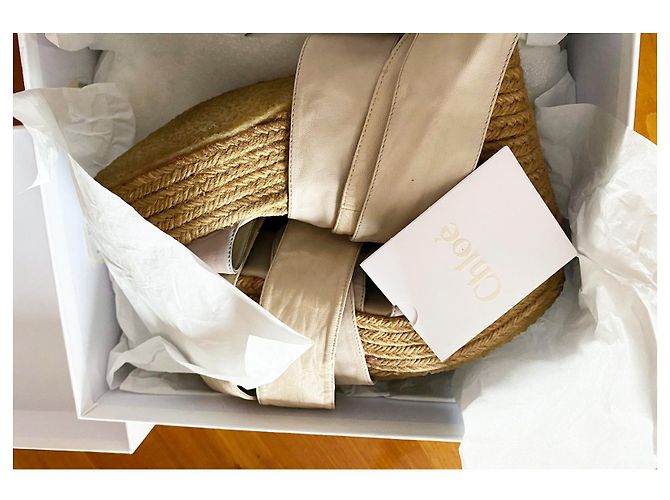 Alpargatas Chloé de piel beige - vista 4
