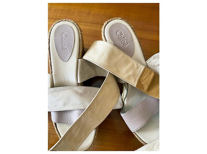 Alpargatas Chloé de piel beige - vista 5