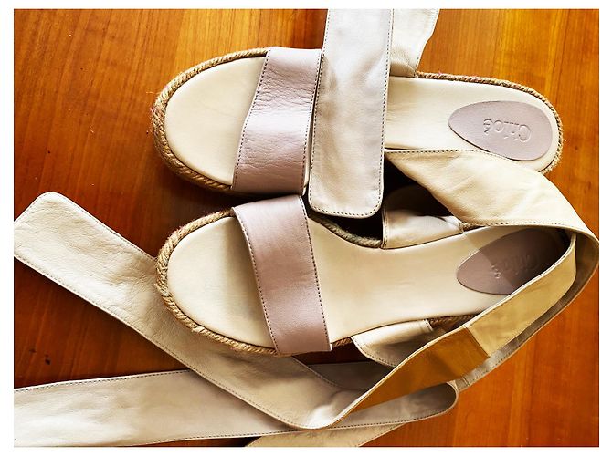 Alpargatas Chloé de piel beige - vista 6