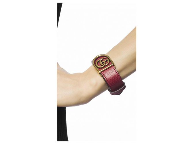 Bracciale Gucci in pelle rosso - vista 2